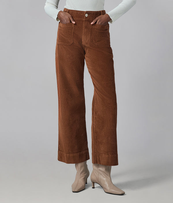 Lola Jeans COLETTE-BB High Rise Wide Leg Cord Blazed Brown