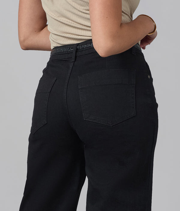 Lola Jeans COLETTE-BLK High Rise Wide Leg Jeans 31" Inseam Black