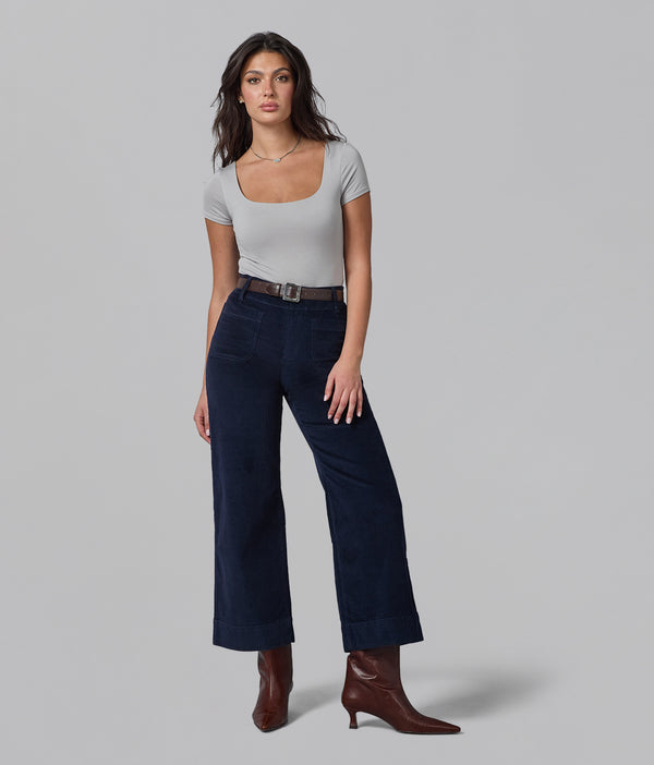 lola jeans COLETTE-FD High Rise Wide Leg Cord Future Dusk