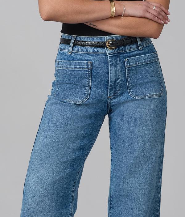 Lola Jeans COLETTE-MDL High Rise Wide Leg Jeans Morning Day Light