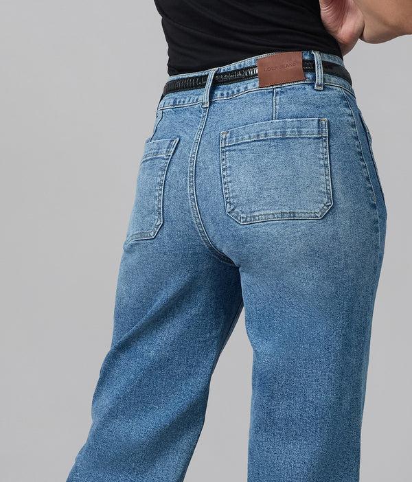 Lola Jeans COLETTE-MDL High Rise Wide Leg Jeans Morning Day Light