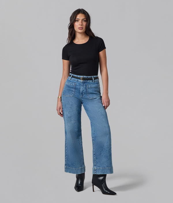 lola jeans COLETTE-MDL High Rise Wide Leg Jeans Morning Day Light