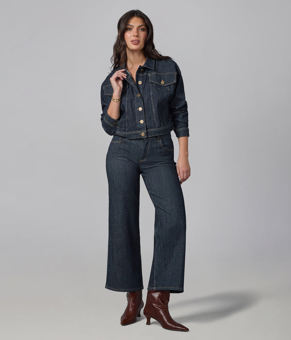 lola Jeans COLETTE-PSB High Rise Wide Leg Jeans Pin Stripe Blue