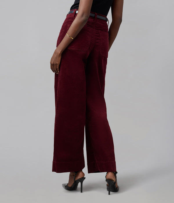 Lola Jeans COLETTE-SR High Rise Wide Leg Cord Syrah Red