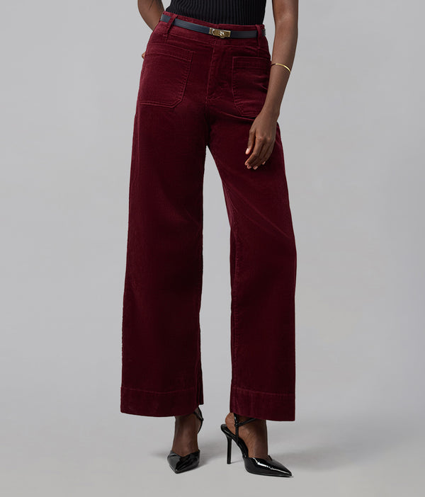 Lola Jeans COLETTE-SR High Rise Wide Leg Cord Syrah Red