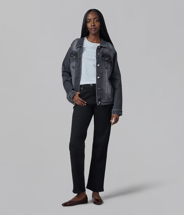 lola jeans DENVER-BLK High Rise Straight Jeans Black