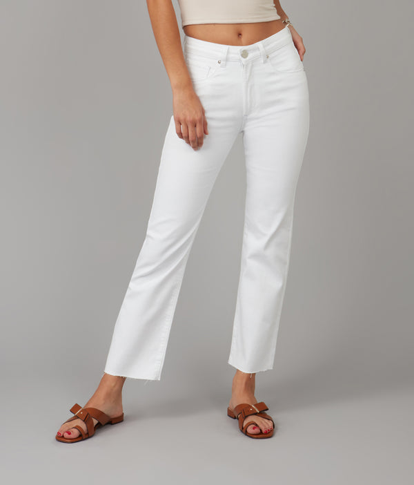 Lola Jeans DENVER-WHT High Rise Straight Jeans White