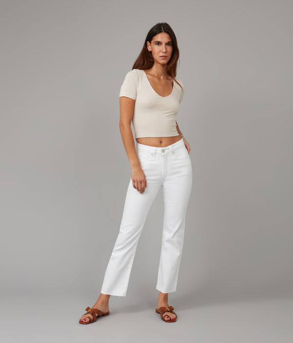 lola jeans DENVER-WHT High Rise Straight Jeans White