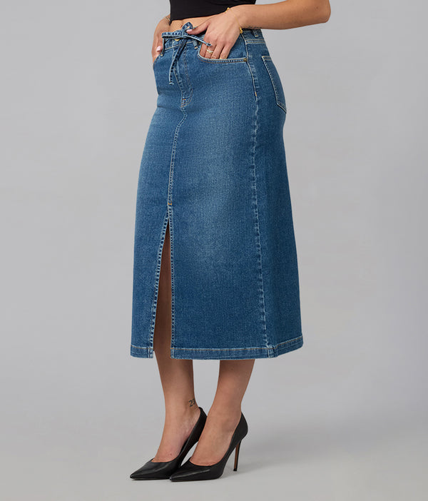 Lola Jeans HALSTON-FN High Rise Maxi Skirt Film Noir