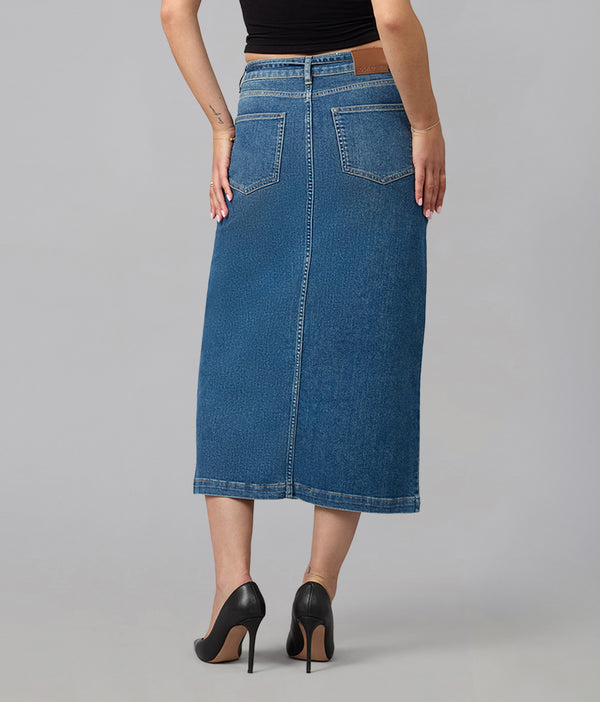 Lola Jeans HALSTON-FN High Rise Maxi Skirt Film Noir