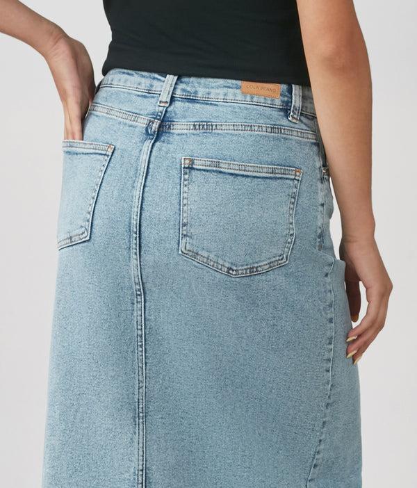 Lola Jeans HALSTON-VIB High Rise Maxi Skirt Vintage Ice Blue