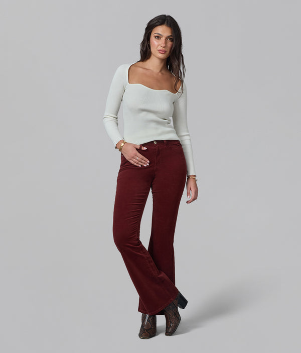lola jeans ALICE-SR High Rise Flare Cord Syrah Red