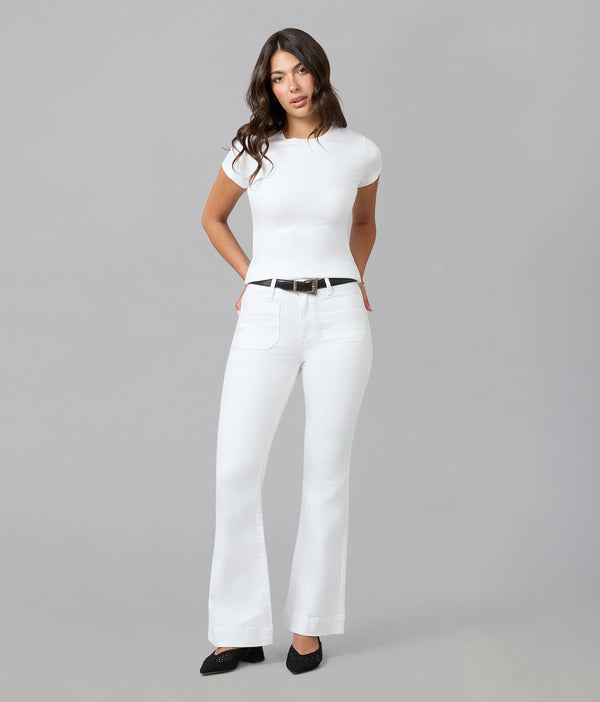 lola jeans ALICE-WHT High Rise Flare Jeans White