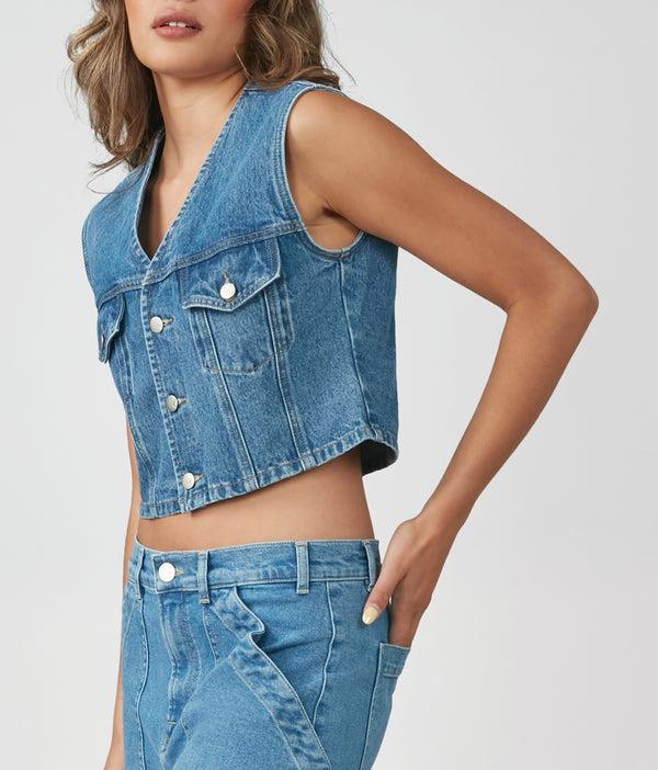 Lola Jeans CARTER-VN Crop Vest Vintage Nostalgia