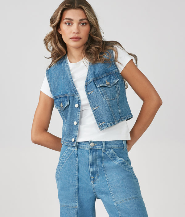 lola jeans CARTER-VN Crop Vest Vintage Nostalgia