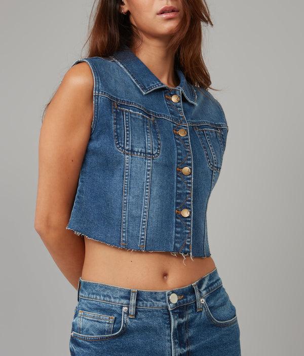 Lola Jeans GABBIE-DIS Crop Vest Dim Sky