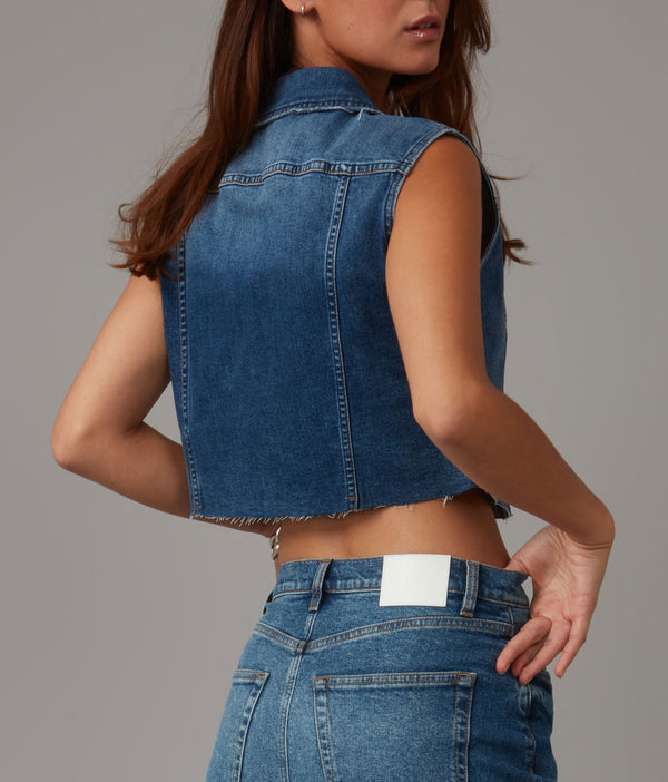 Lola Jeans GABBIE-DIS Crop Vest Dim Sky