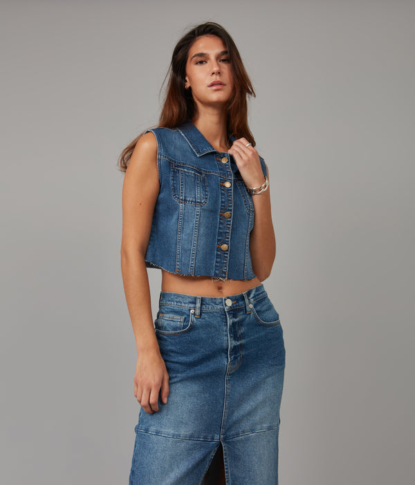 lola jeans GABBIE-DIS Crop Vest Dim Sky