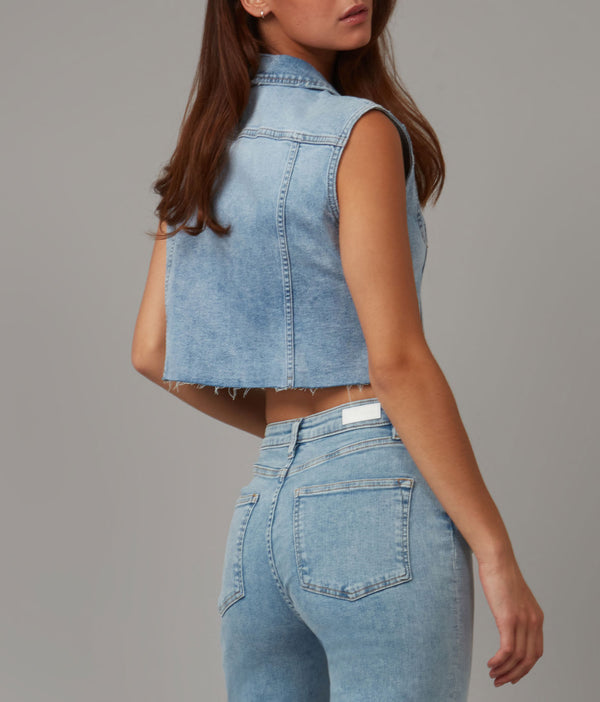 Lola Jeans GABBIE-SBS Crop Vest Stone Blue Skyline