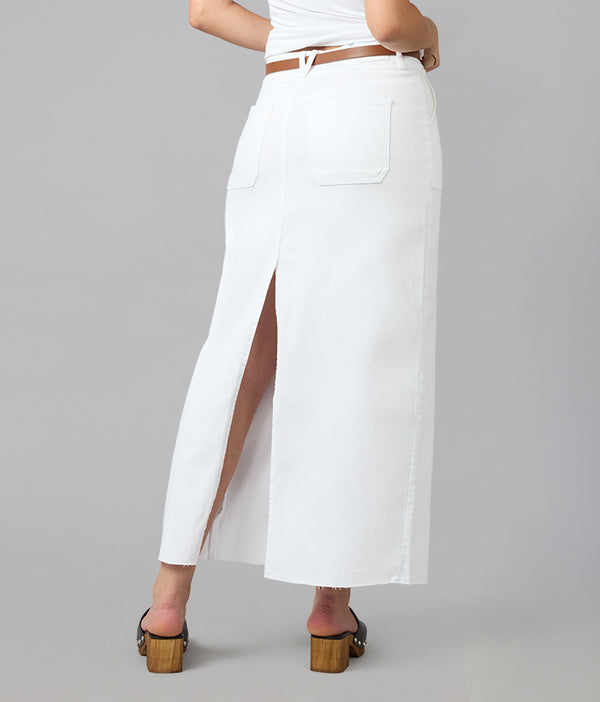 Lola Jeans MADLYN-WHT High Rise Maxi Skirt White