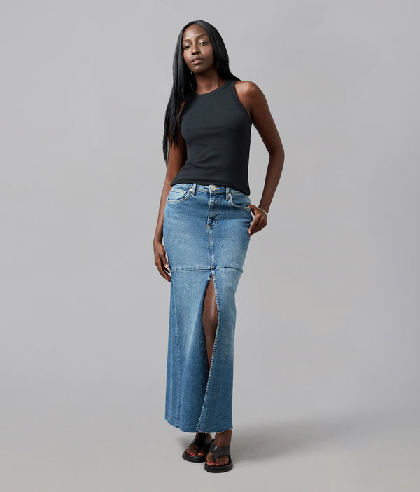 lola jeans MADLYN-TLT High Rise Maxi Skirt Twilight