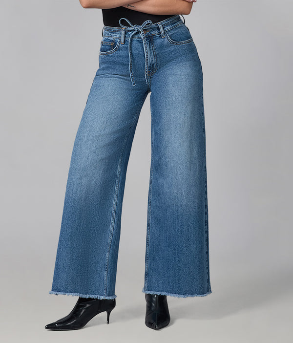 Lola Jeans MILAN-DB Ultra High Rise Wide Leg Jeans Divine Blue