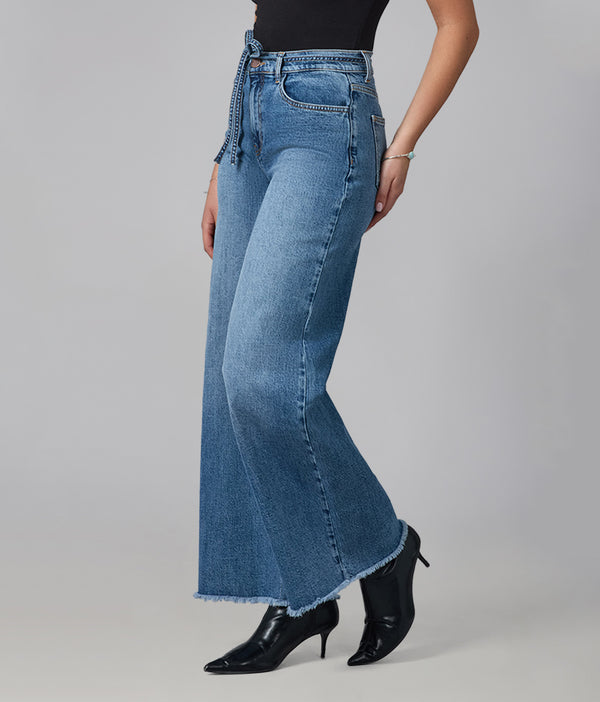 Lola Jeans MILAN-DB Ultra High Rise Wide Leg Jeans Divine Blue