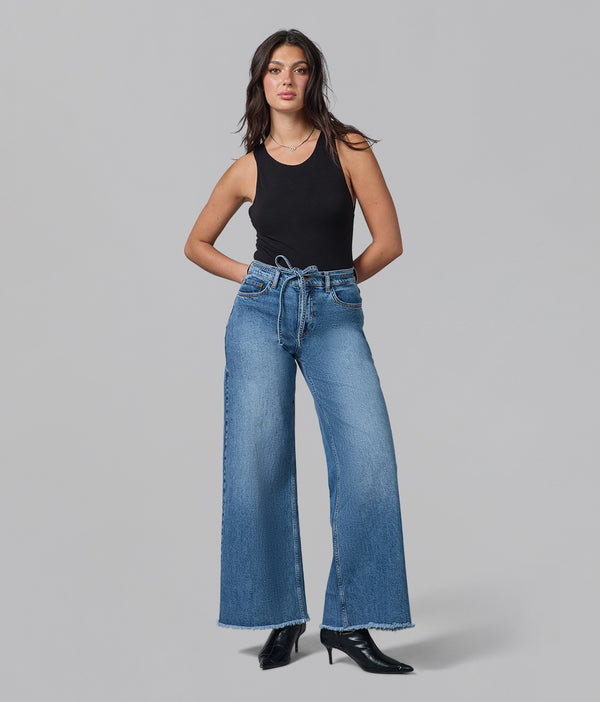 lola jeans MILAN-DB Ultra High Rise Wide Leg Jeans Divine Blue
