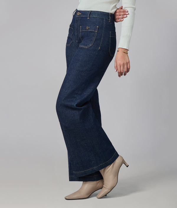 Lola Jeans MILAN-DRW Ultra High Rise Wide Leg Jeans Dark Rinse Wash