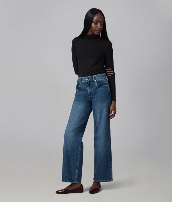 lola jeans MIRO-FN Mid Rise Comfort Straight Jeans Film Noir