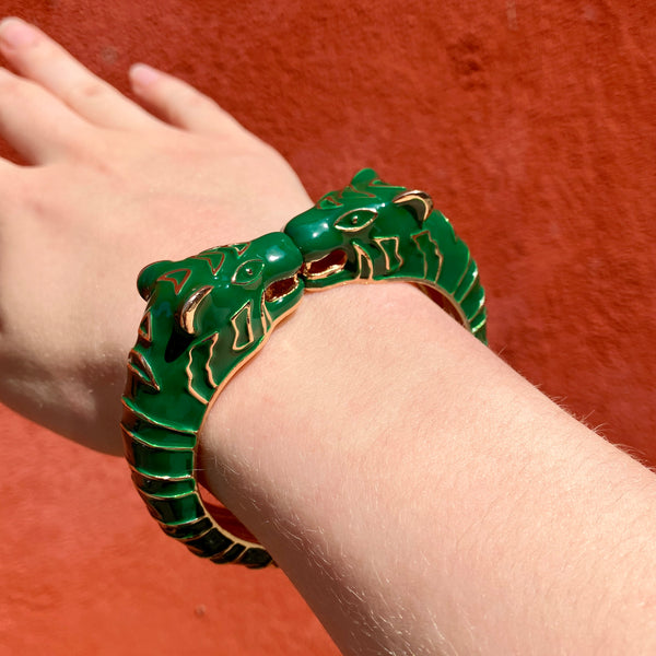 lola ramona BIG Leopard Bangle Green