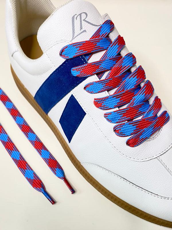 lola ramona Blue Red Diamond Checker Laces