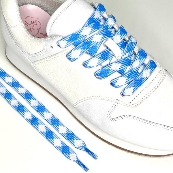lola ramona Blue White Diamond Checker Laces
