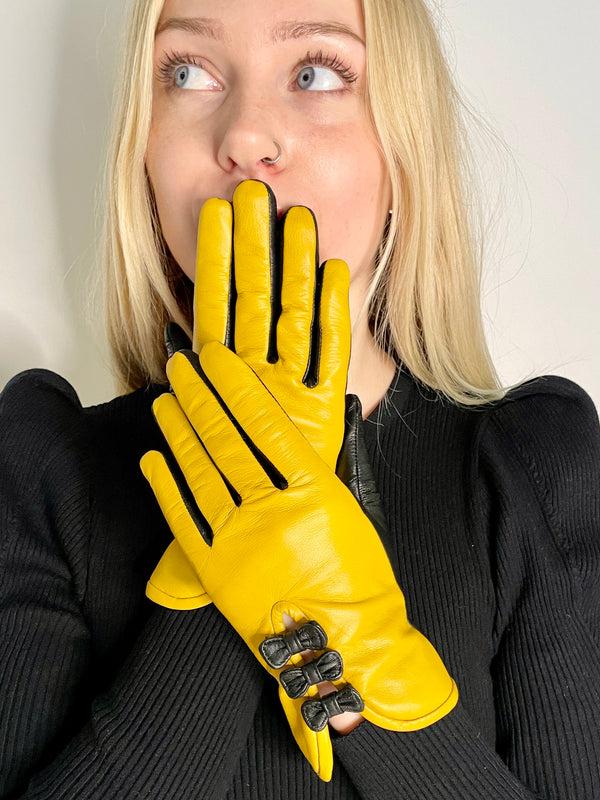 Lola Ramona Gloves Betty Bow - Curry/Black