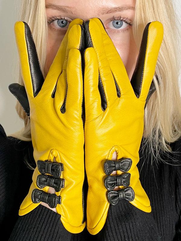 lola ramona Gloves Betty Bow - Curry/Black