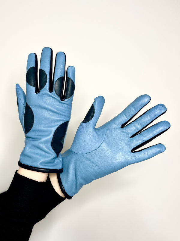 Lola Ramona Gloves Dottie Dots - Baby Blue/Navy