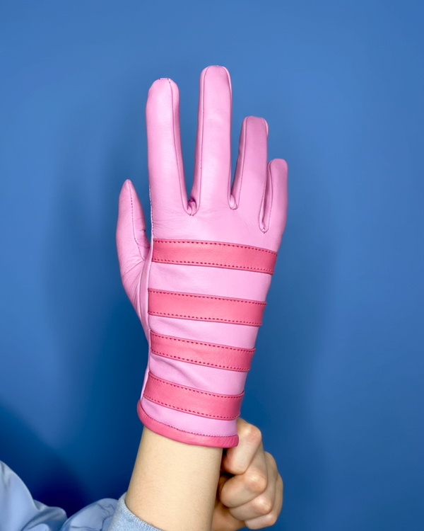Lola Ramona Gloves Suzy Stripe - Baby Pink/Pink