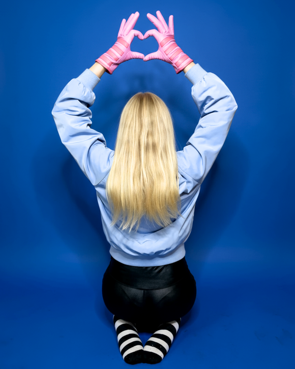 lola ramona Gloves Suzy Stripe - Baby pink/Pink