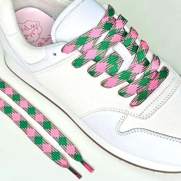 lola ramona Green Pink Diamond Checker Laces