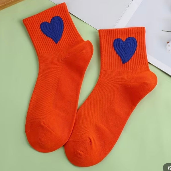 lola ramona Hearts orange - Mid Leg Socks