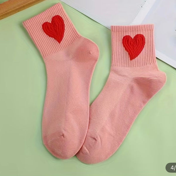 lola ramona Hearts Pink - Mid Leg Socks