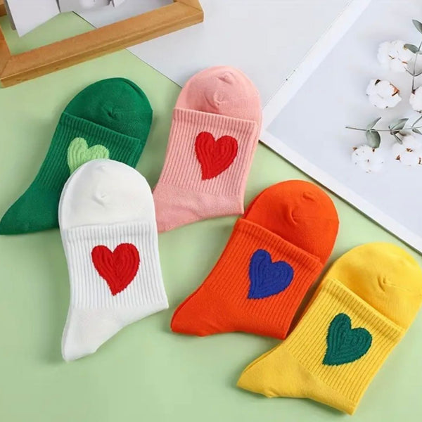 Lola Ramona Hearts White - Mid Leg Socks