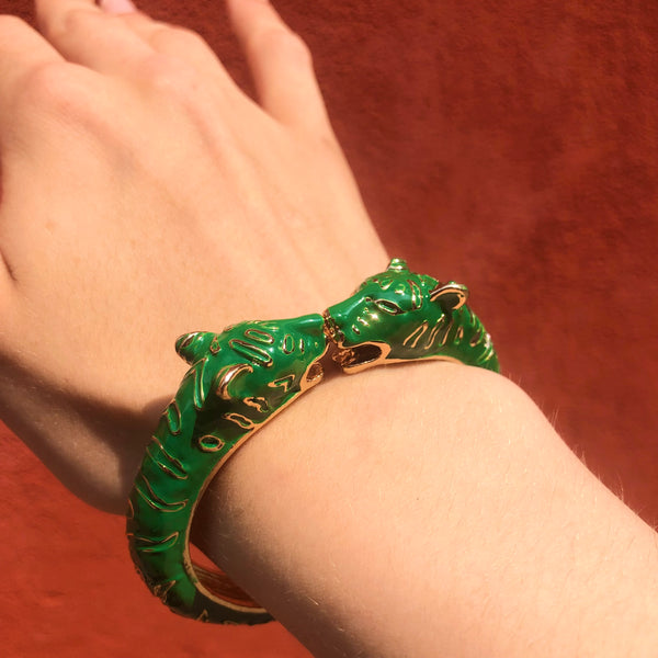 lola ramona Leopard Bangle Green