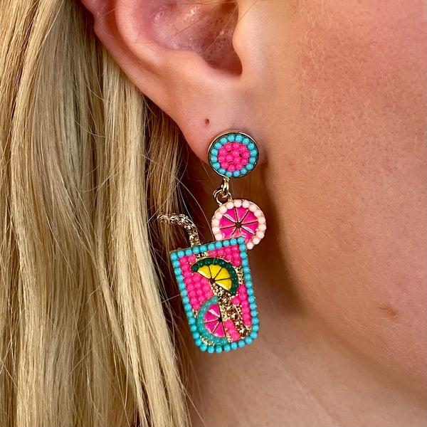 lola ramona Pink Drink Earrings