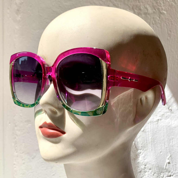 lola ramona Vibrant Green and Pink Shades with Golden Details