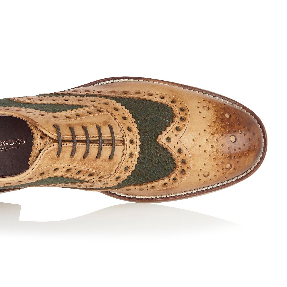 London Brogues Gatsby Leather Brogue Tan / Green Tweed