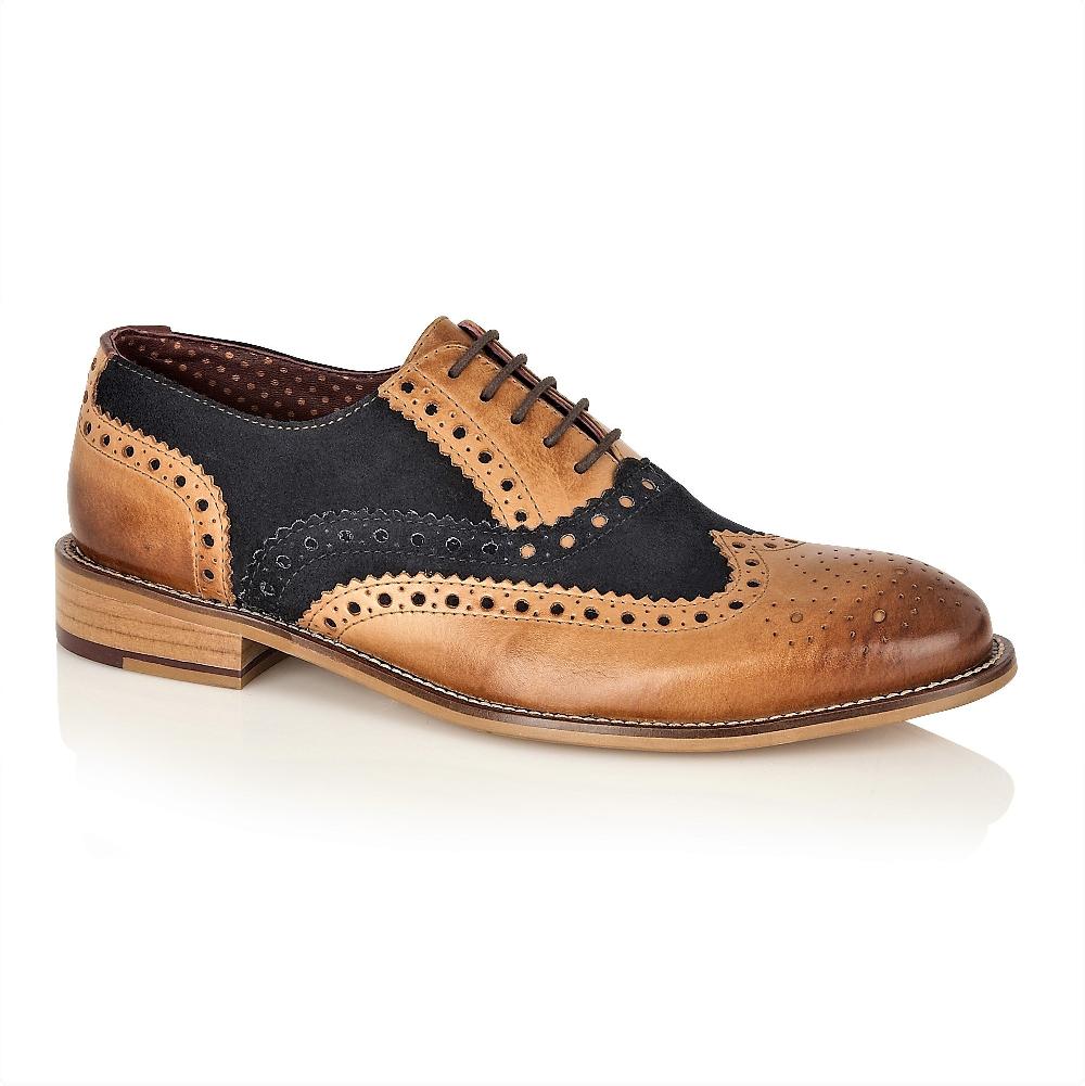 london brogues Gatsby Brogue Tan / Navy Wide Fit