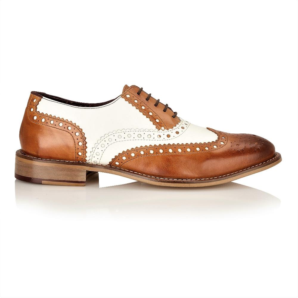 London Brogues Gatsby Brogue Tan / White
