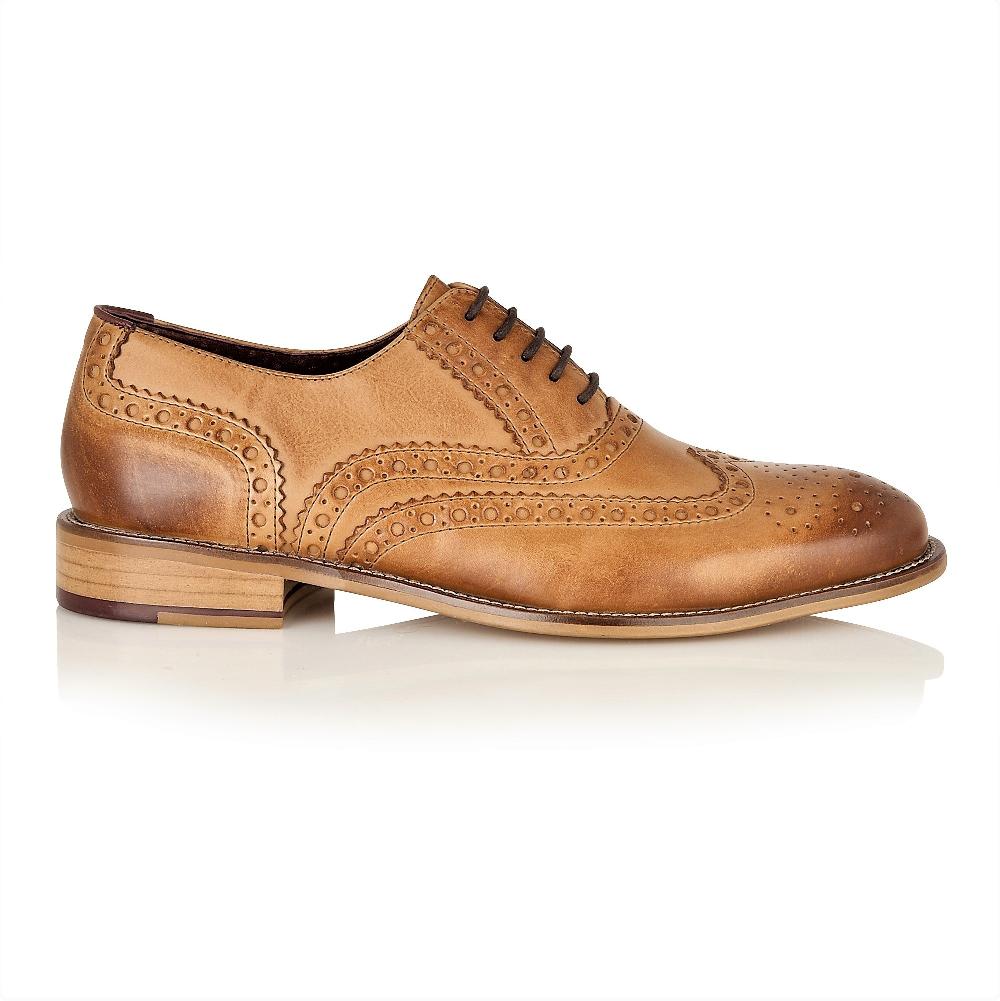 London Brogues Gatsby Brogue Tan - Wide Fit