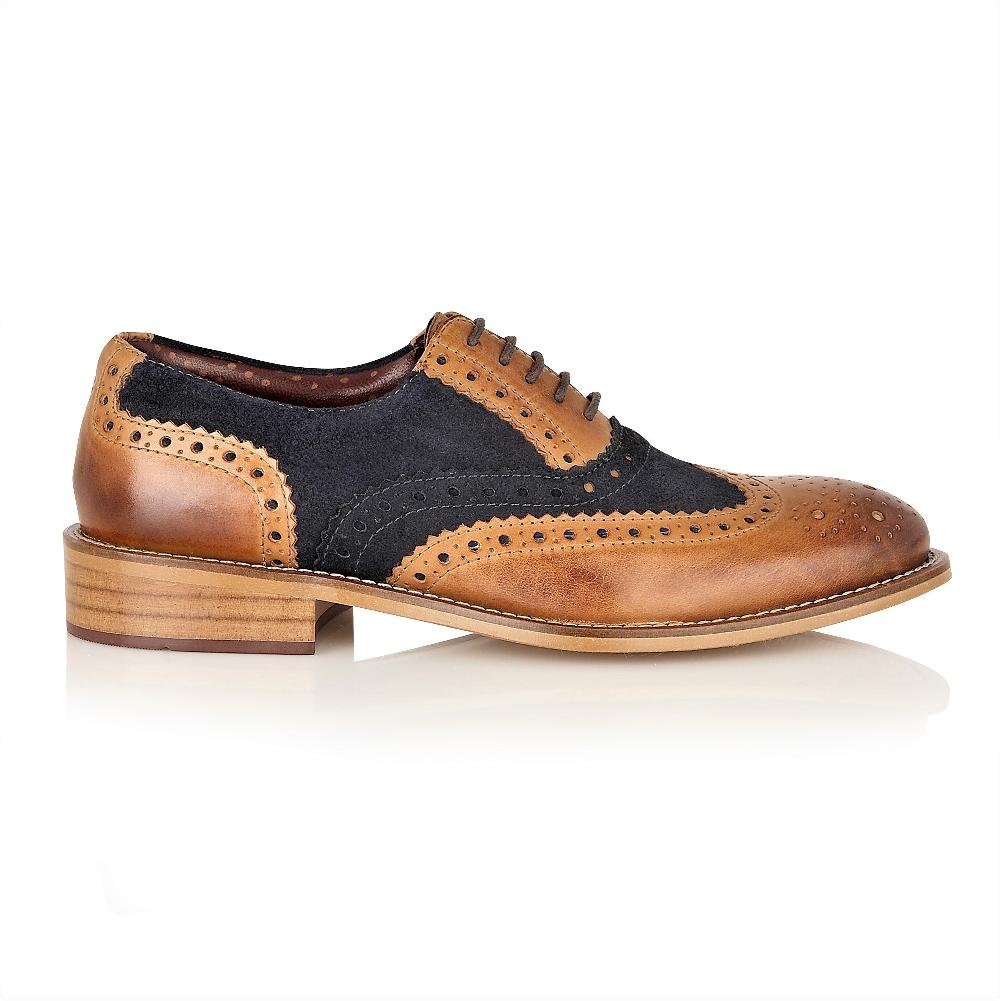 London Brogues Gatsby Junior Brogue Tan / Navy